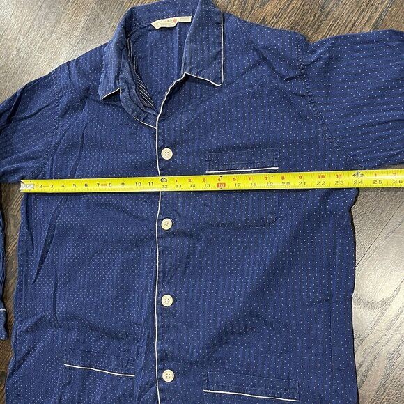 Derek Rose Pajama Top Mens XL Blue White Striped Cotton Long Sleeve Button Up - Picture 8 of 8